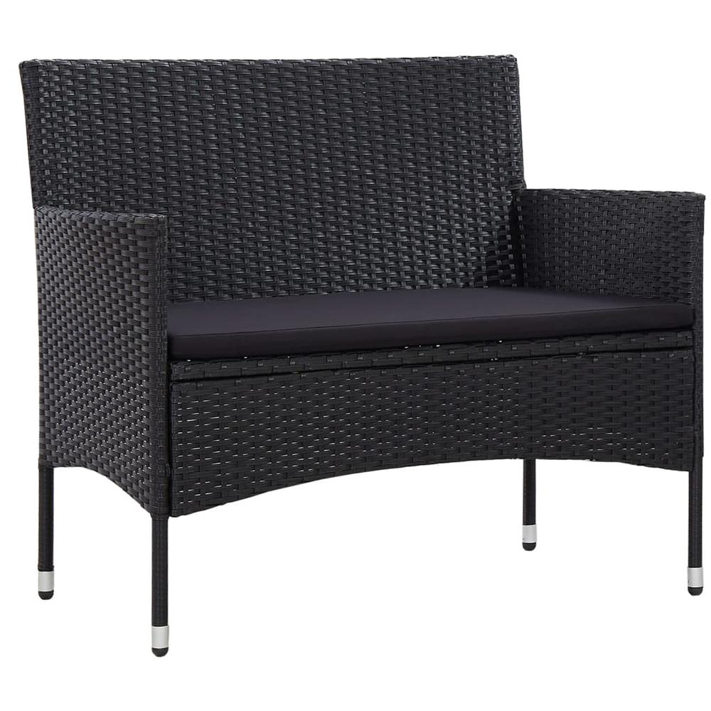 vidaXL 4 Piece Garden Lounge Set with Cushions Poly Rattan Black, 45813. Picture 2