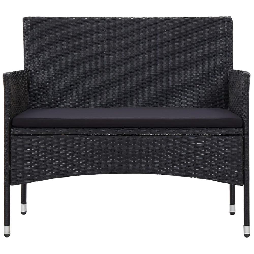 vidaXL 4 Piece Garden Lounge Set with Cushions Poly Rattan Black, 45813. Picture 3