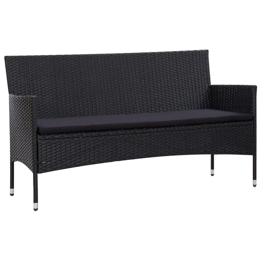 vidaXL 4 Piece Garden Lounge Set With Cushions Poly Rattan Black, 45891. Picture 2