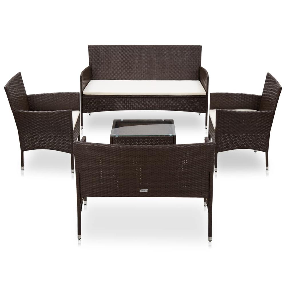 vidaXL 5 Piece Garden Lounge Set With Cushions Poly Rattan Brown 5892. Picture 1