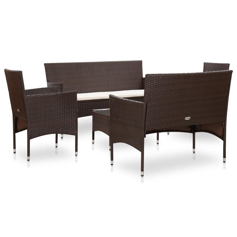 vidaXL 5 Piece Garden Lounge Set With Cushions Poly Rattan Brown 5892. Picture 2