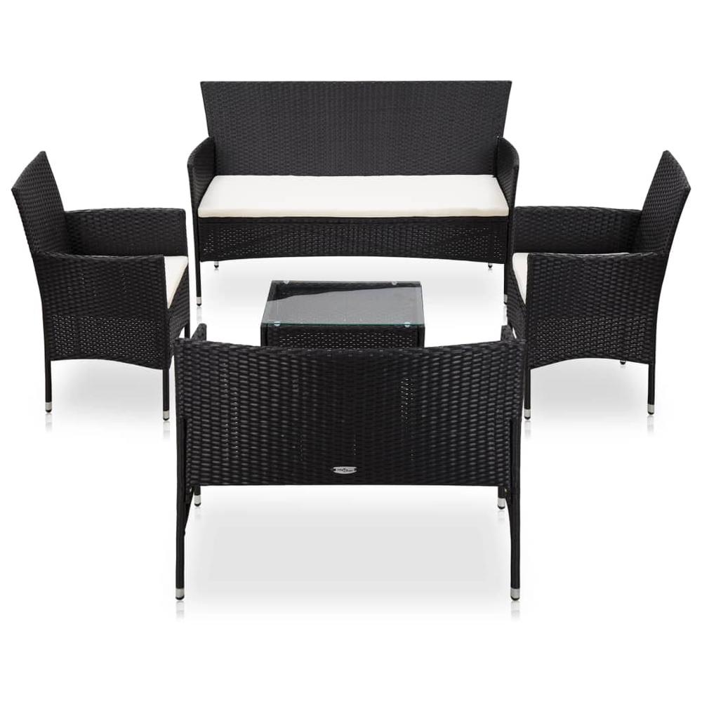 vidaXL 5 Piece Garden Lounge Set With Cushions Poly Rattan Black, 45893. Picture 1