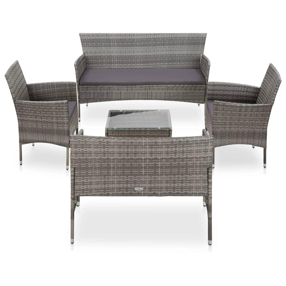 vidaXL 5 Piece Garden Lounge Set With Cushions Poly Rattan Gray, 45894. Picture 1