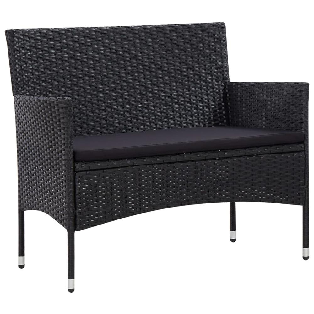 vidaXL 5 Piece Garden Lounge Set With Cushions Poly Rattan Black, 45895. Picture 6