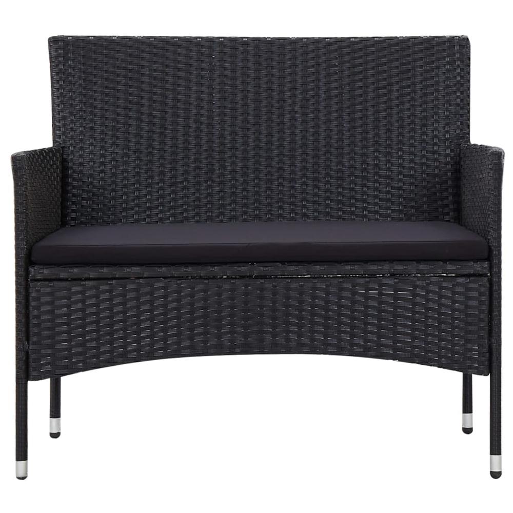 vidaXL 5 Piece Garden Lounge Set With Cushions Poly Rattan Black, 45895. Picture 7