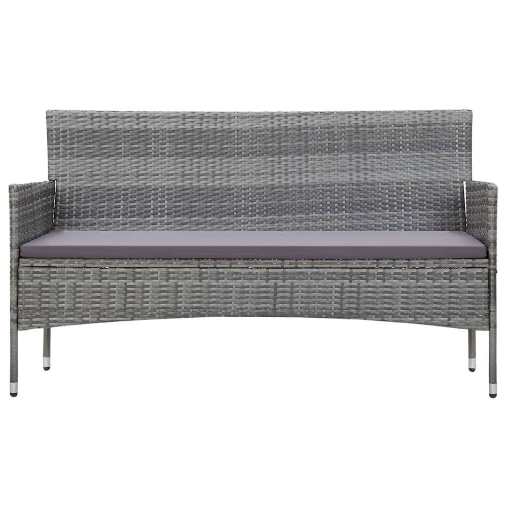 vidaXL 3-Seater Garden Sofa with Cushions Gray Poly Rattan, 45898. Picture 2