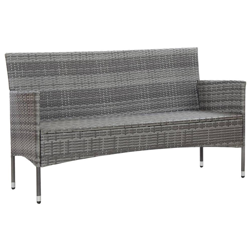 vidaXL 3-Seater Garden Sofa with Cushions Gray Poly Rattan, 45898. Picture 3