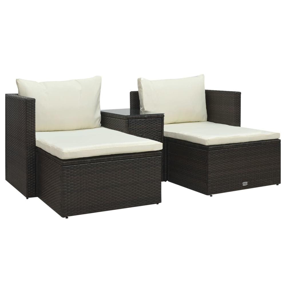 5 Piece Garden Lounge Set with Cushions Poly Rattan Brown. Picture 12