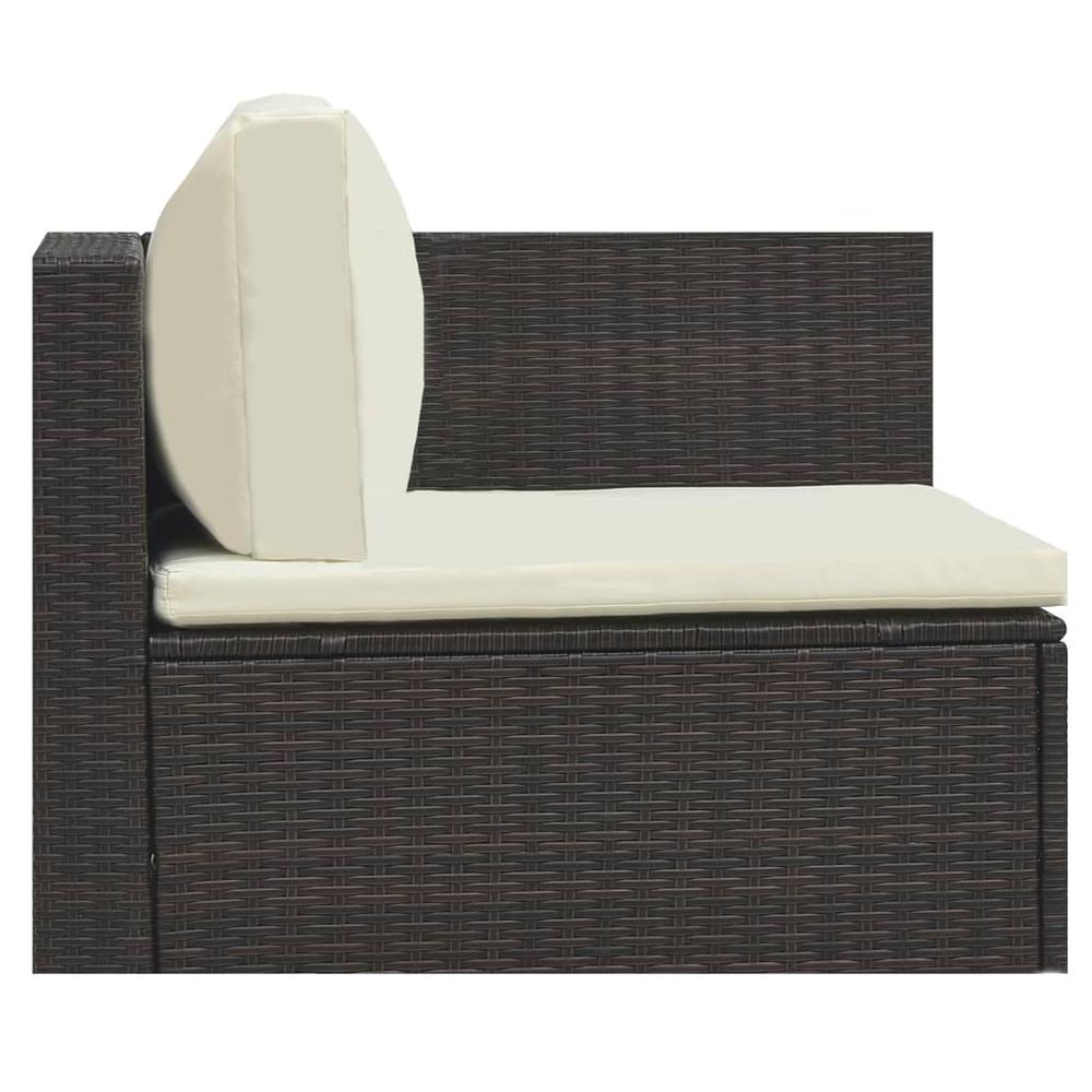 5 Piece Garden Lounge Set with Cushions Poly Rattan Brown. Picture 10