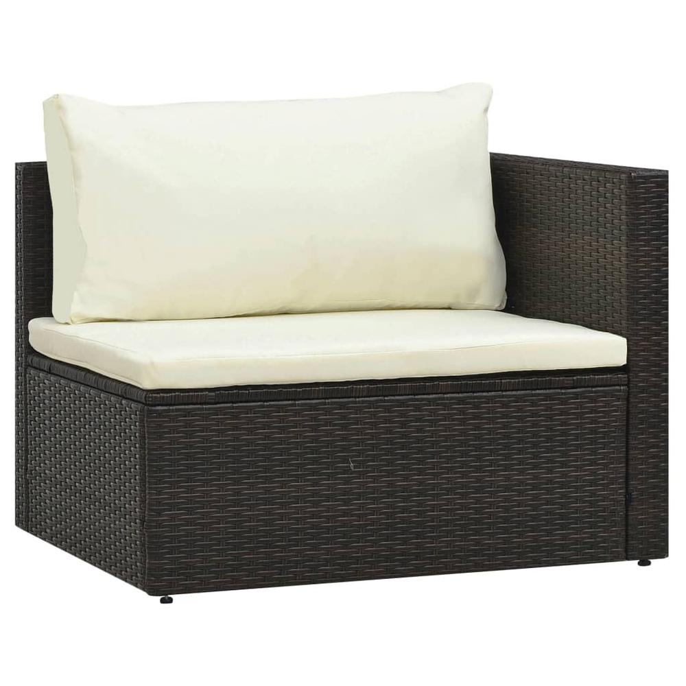 5 Piece Garden Lounge Set with Cushions Poly Rattan Brown. Picture 8