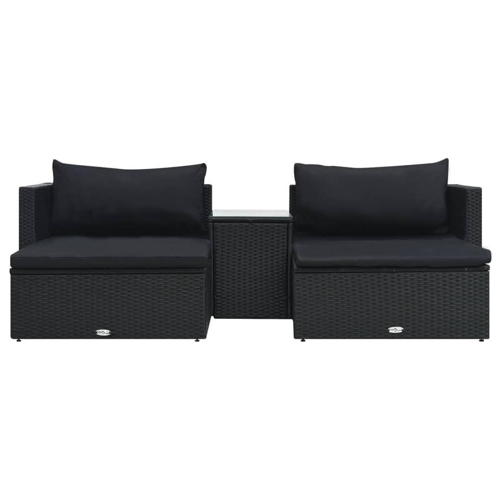 5 Piece Garden Lounge Set with Cushions Poly Rattan Black. Picture 1