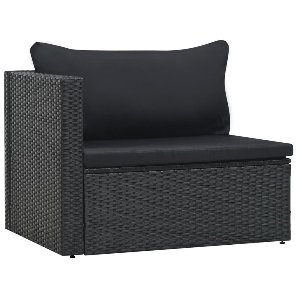 5 Piece Garden Lounge Set with Cushions Poly Rattan Black. Picture 4