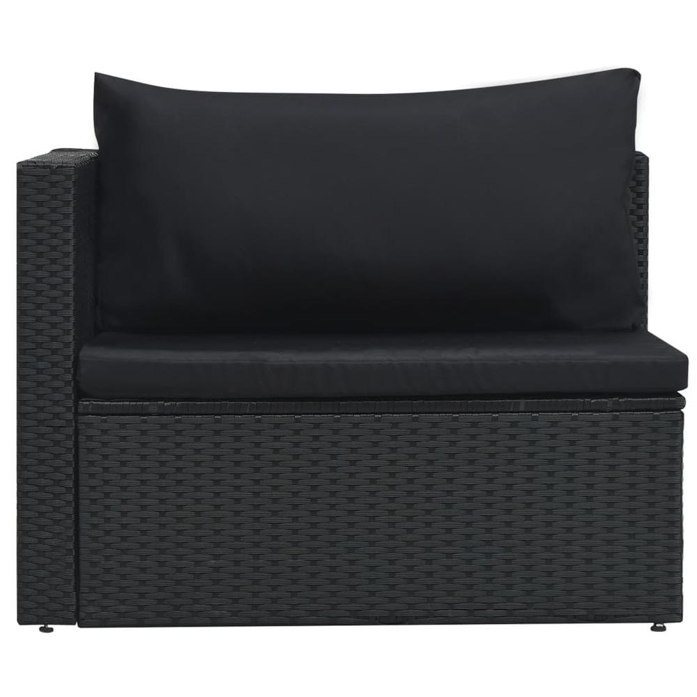5 Piece Garden Lounge Set with Cushions Poly Rattan Black. Picture 5