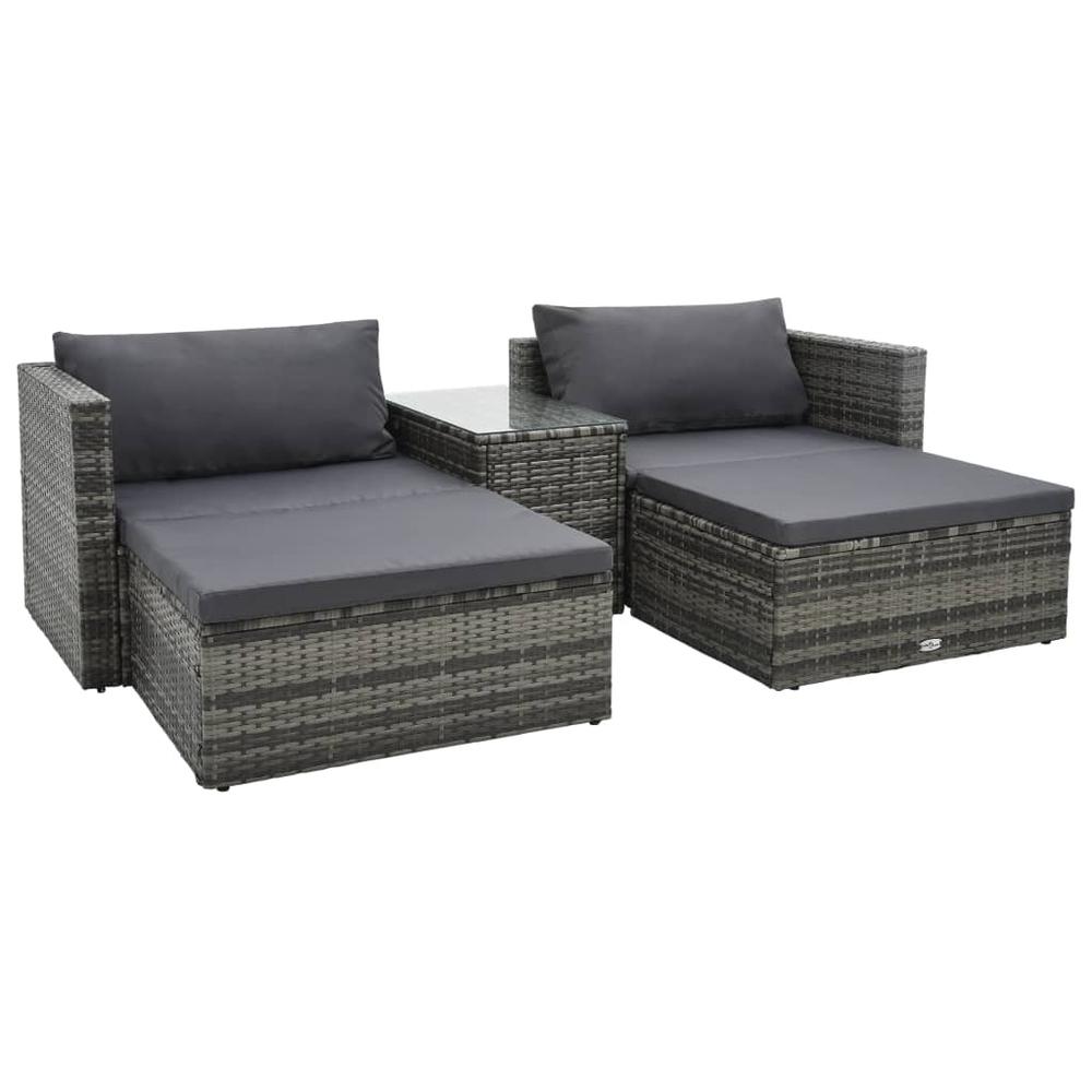 vidaXL 5 Piece Garden Lounge Set with Cushions Poly Rattan Gray, 47814. Picture 1