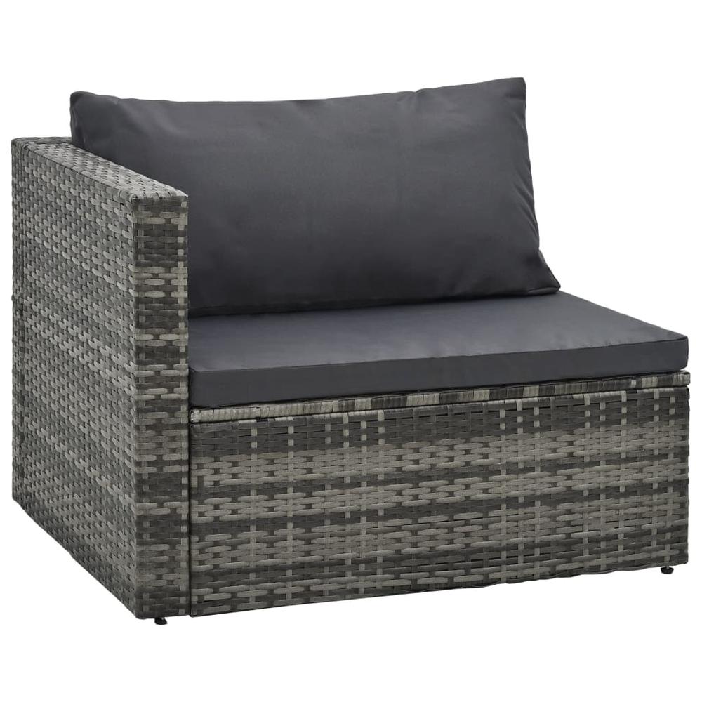 vidaXL 5 Piece Garden Lounge Set with Cushions Poly Rattan Gray, 47814. Picture 2