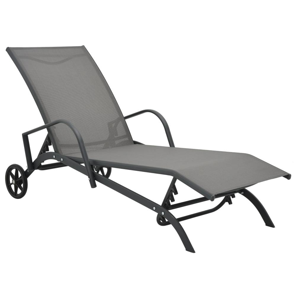 Sun Loungers 2 pcs with Table Textilene and Steel. Picture 1