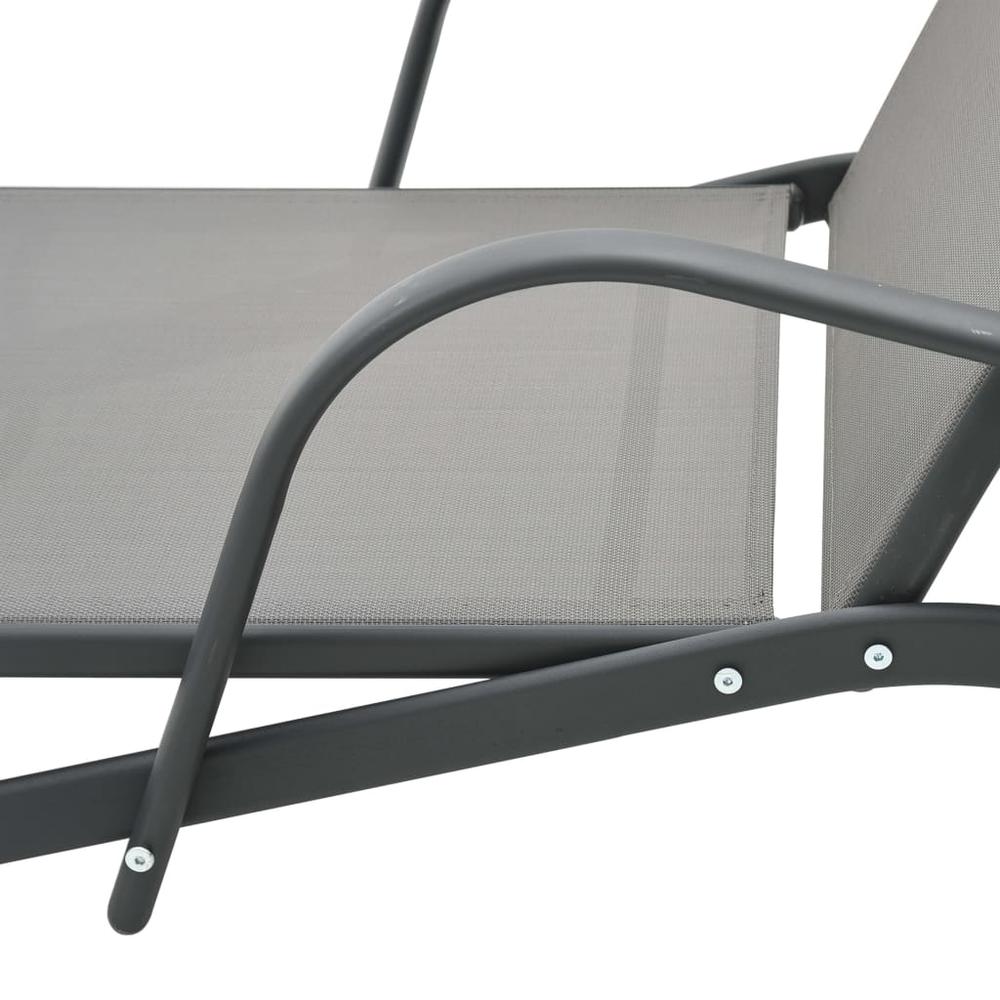 Sun Loungers 2 pcs with Table Textilene and Steel. Picture 6