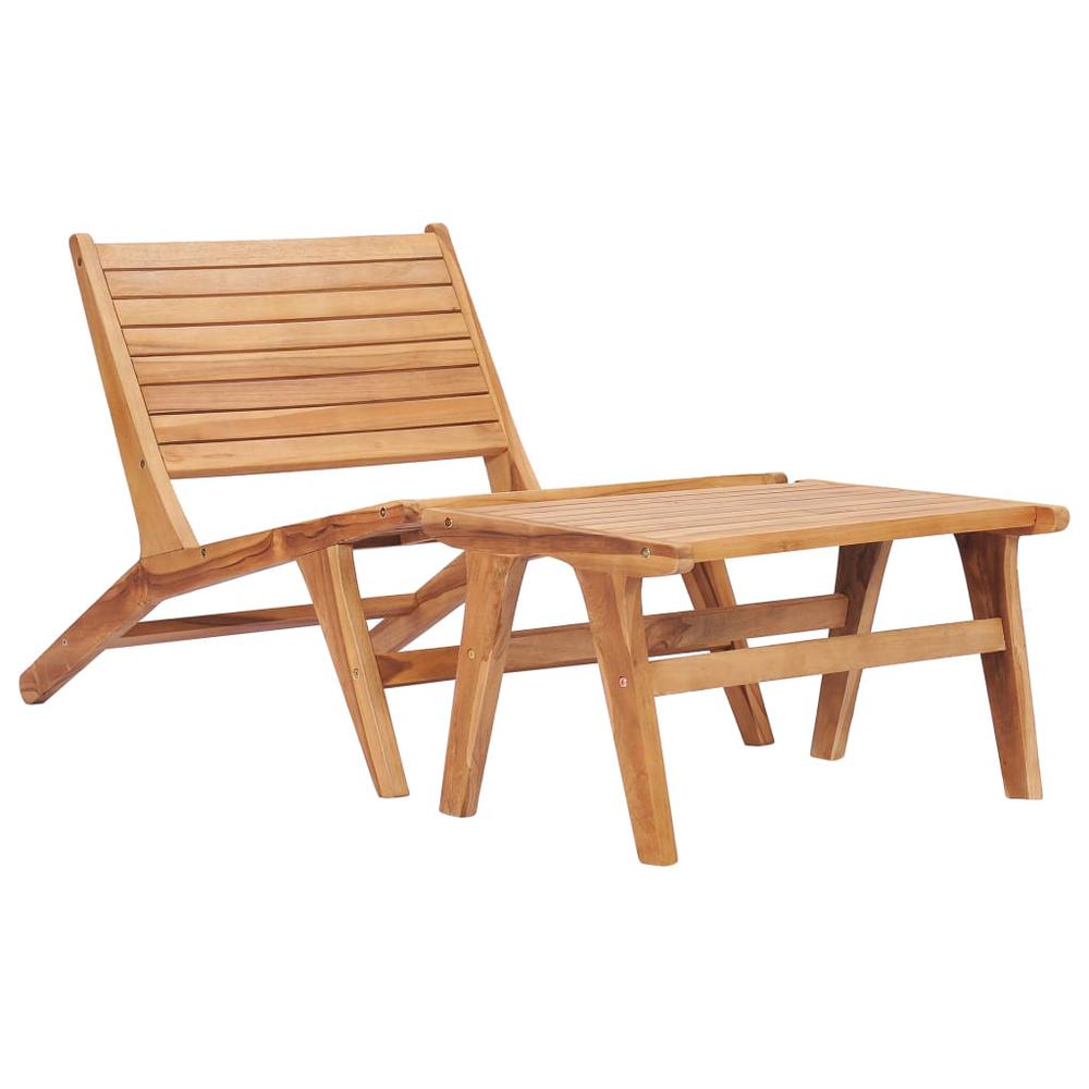 vidaXL Garden Chair with Footrest Solid Teak Wood, 49366. Picture 1