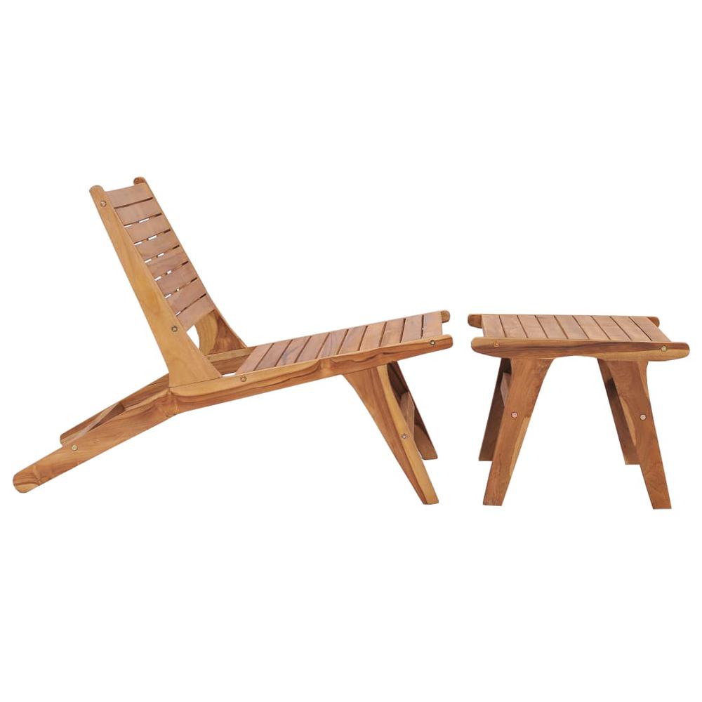 vidaXL Garden Chair with Footrest Solid Teak Wood, 49366. Picture 2