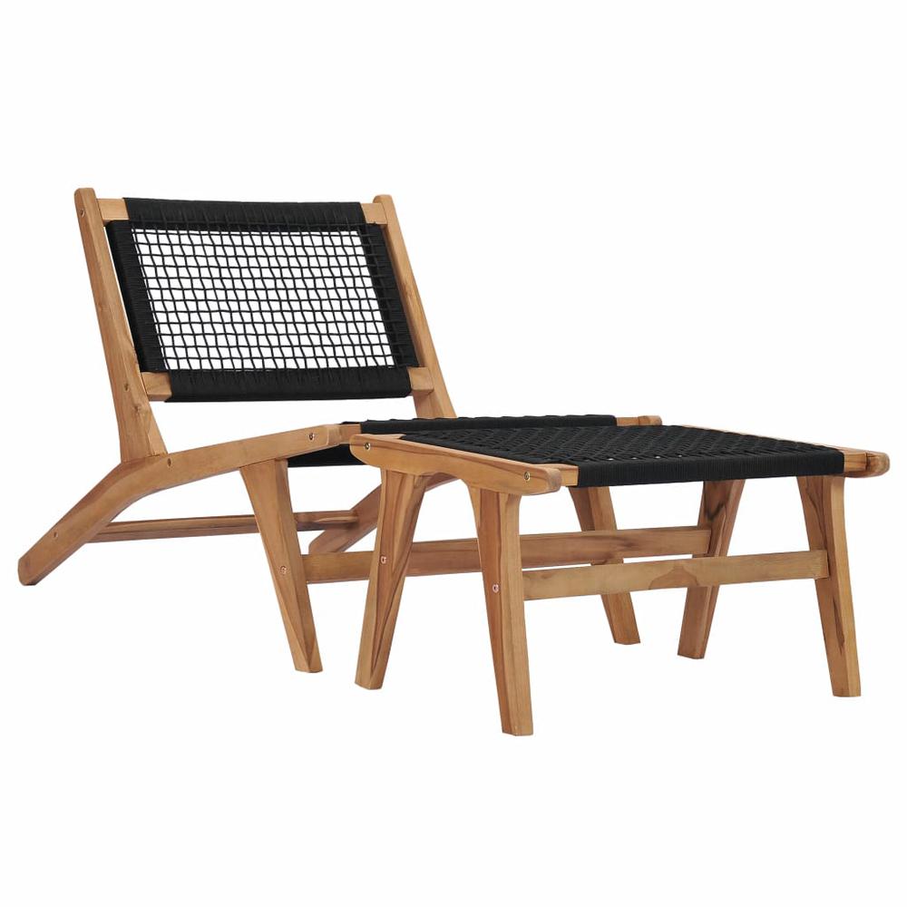 vidaXL Sun Lounger with Footrest Solid Teak Wood and Rope, 49368. The main picture.