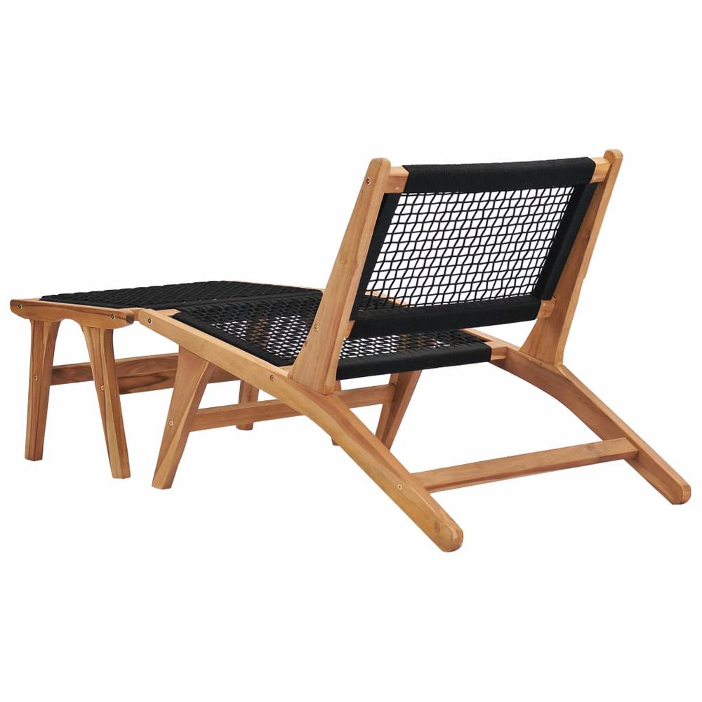 vidaXL Sun Lounger with Footrest Solid Teak Wood and Rope, 49368. Picture 3