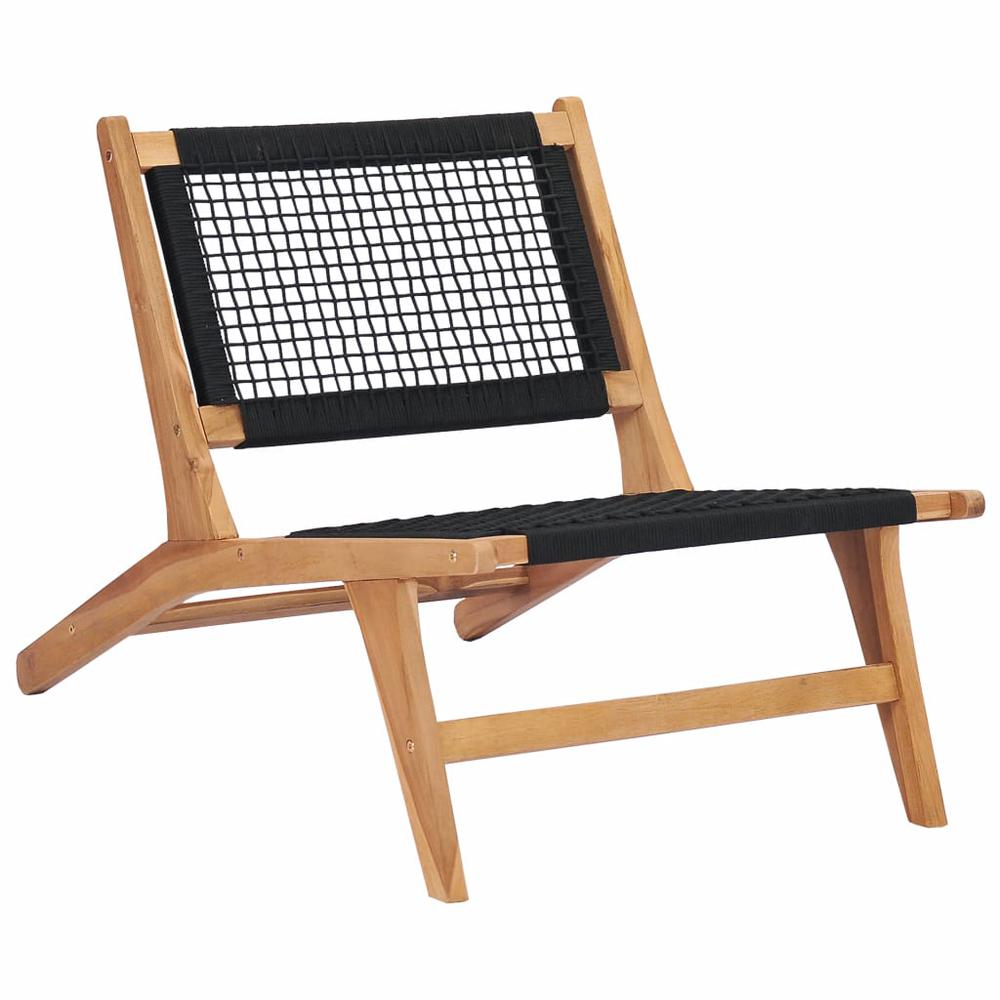 vidaXL Sun Lounger with Footrest Solid Teak Wood and Rope, 49368. Picture 4