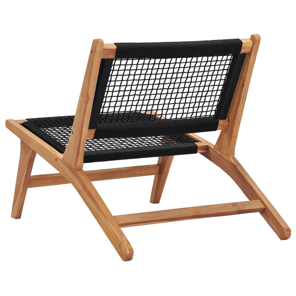 vidaXL Sun Lounger with Footrest Solid Teak Wood and Rope, 49368. Picture 7