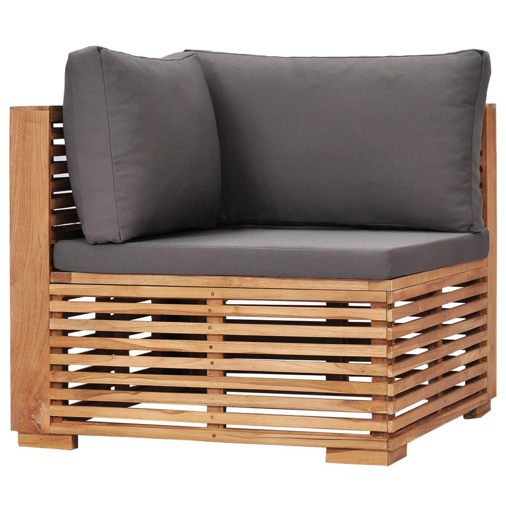 vidaXL Garden Corner Sofa with Gray Cushion Solid Teak Wood 9378. Picture 2