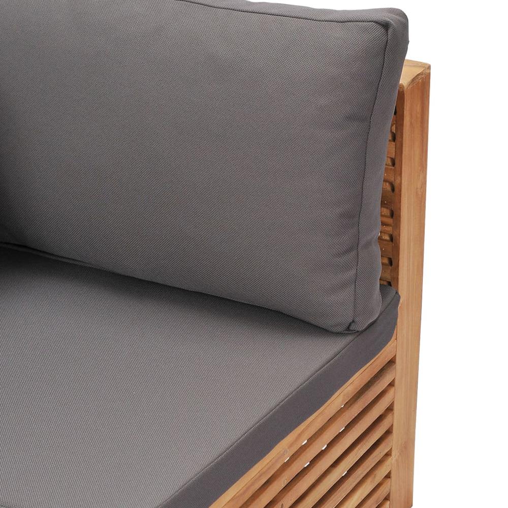 vidaXL Garden Corner Sofa with Gray Cushion Solid Teak Wood 9378. Picture 6