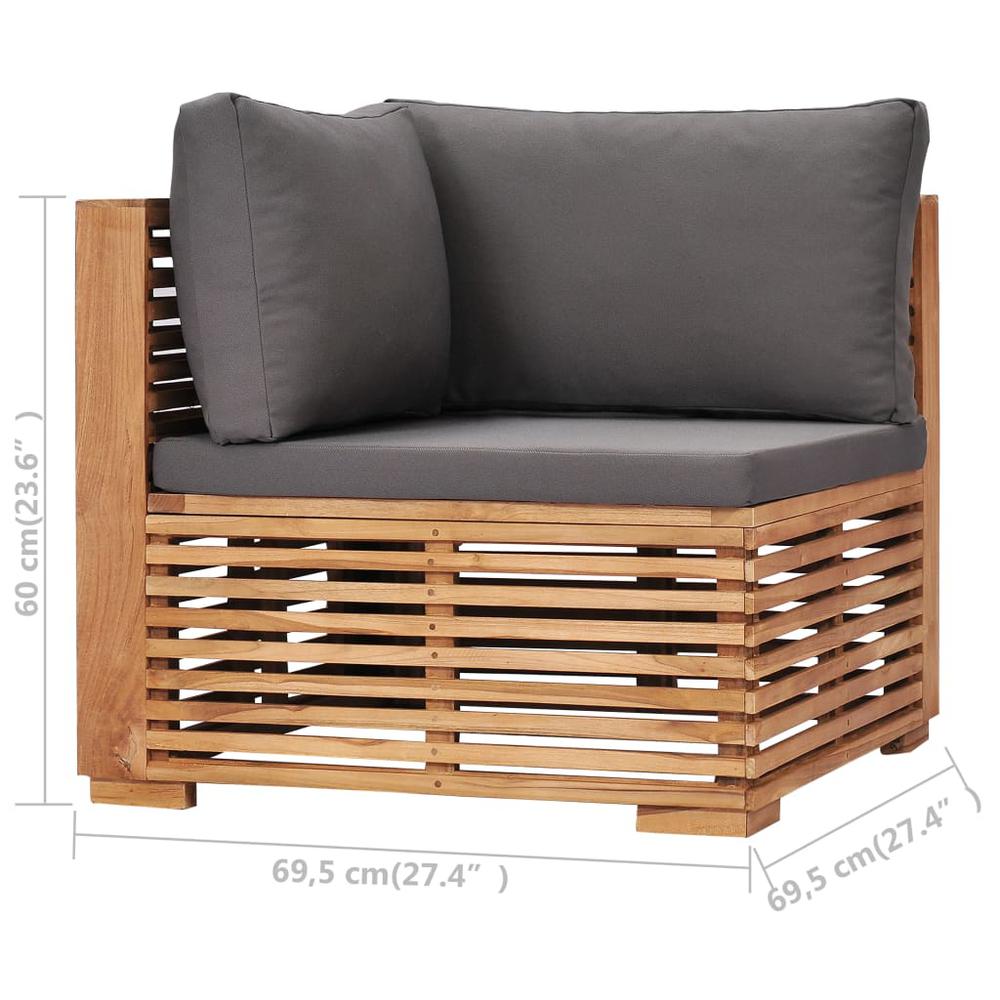 vidaXL Garden Corner Sofa with Gray Cushion Solid Teak Wood 9378. Picture 7