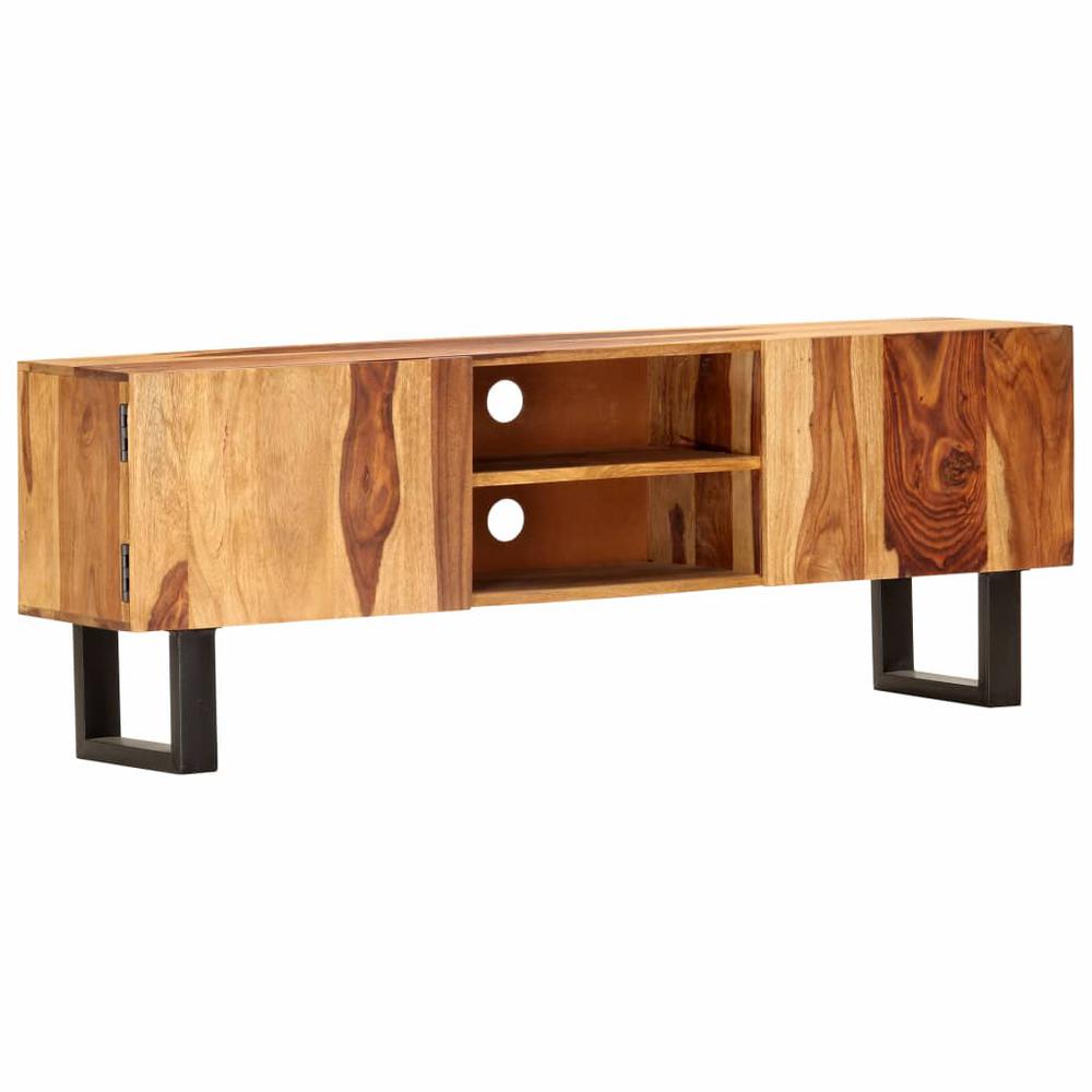vidaXL TV Cabinet 51.2"x11.8"x18.5" Solid Acacia Wood, 287339. Picture 1