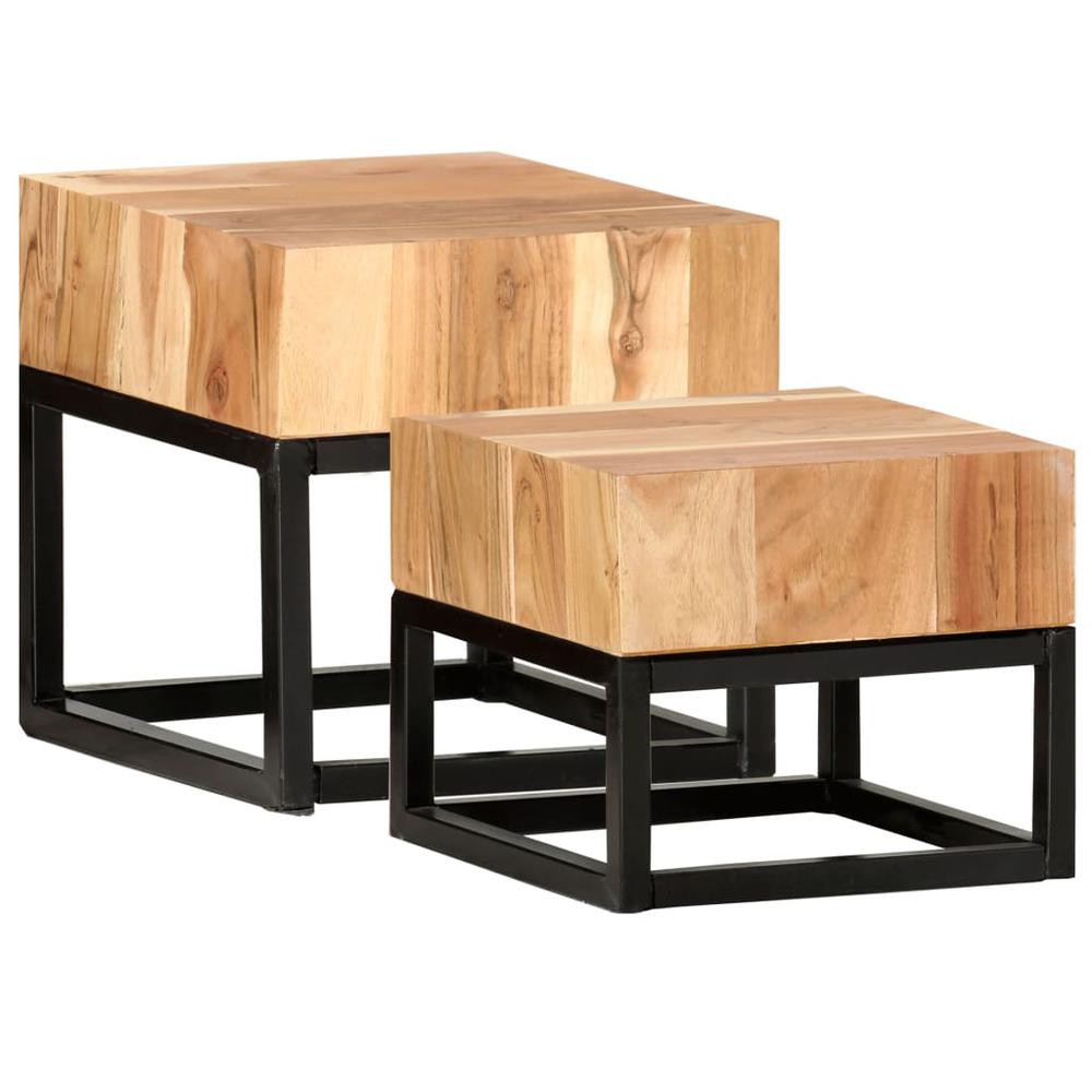 vidaXL Side Tables 2 pcs Solid Acacia Wood, 287351. Picture 1