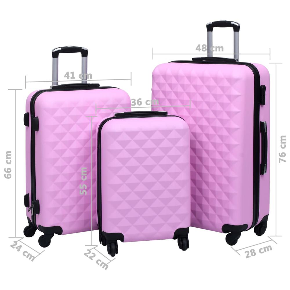 Hardcase Trolley Set 3 pcs Pink ABS. Picture 7