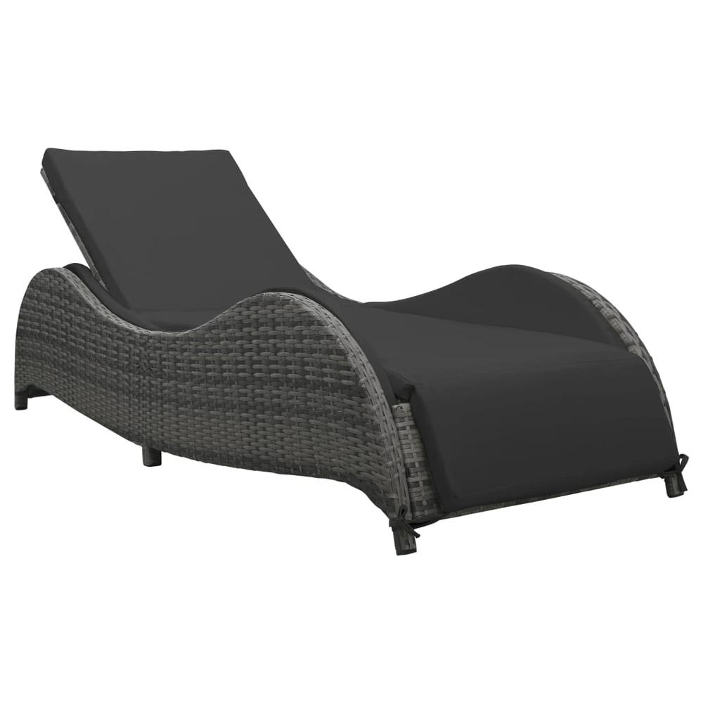 vidaXL Sun Lounger with Cushion Poly Rattan Anthracite, 49494. Picture 1