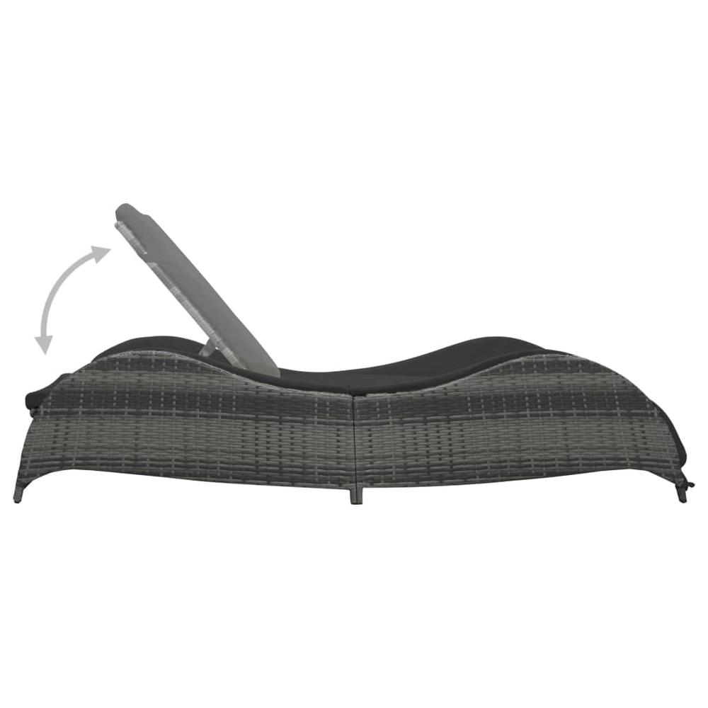 vidaXL Sun Lounger with Cushion Poly Rattan Anthracite, 49494. Picture 3