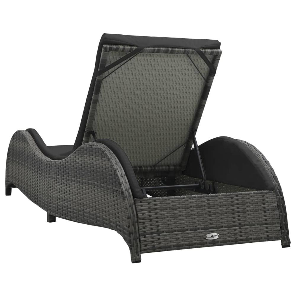 vidaXL Sun Lounger with Cushion Poly Rattan Anthracite, 49494. Picture 4