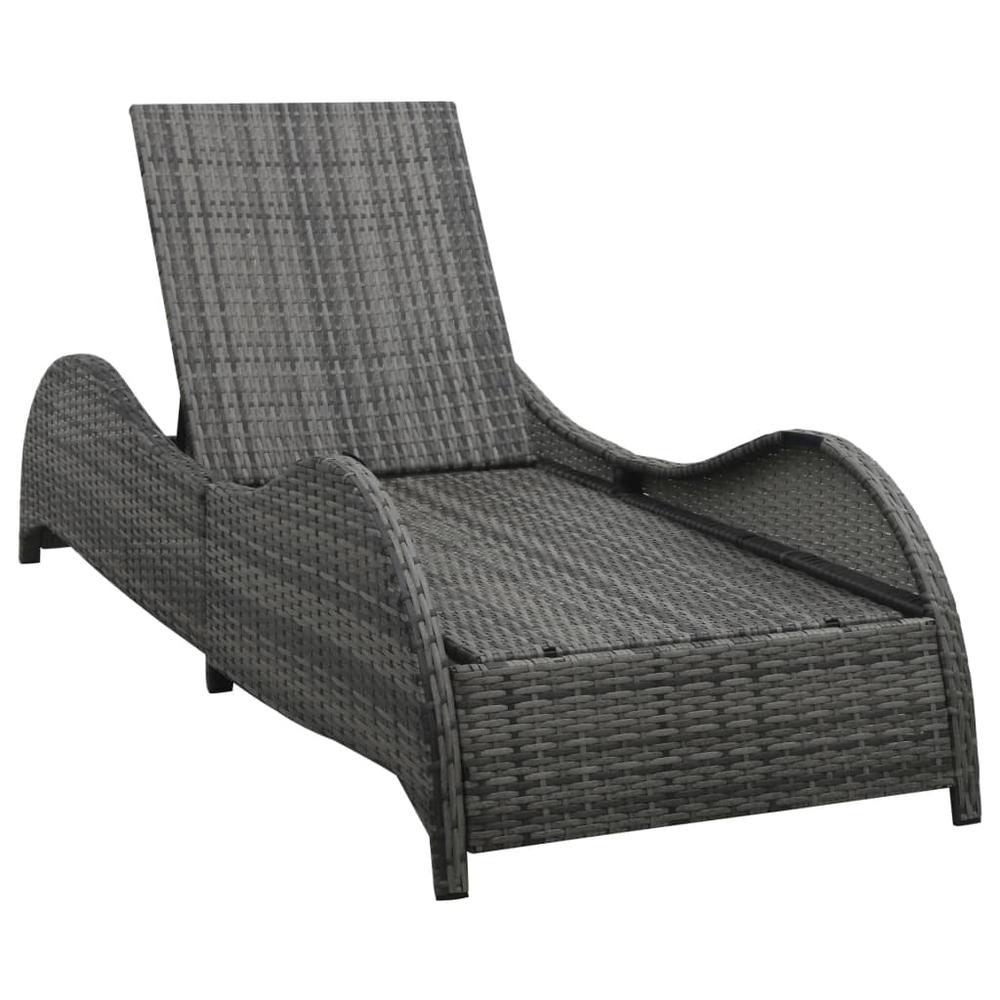 vidaXL Sun Lounger with Cushion Poly Rattan Anthracite, 49494. Picture 5