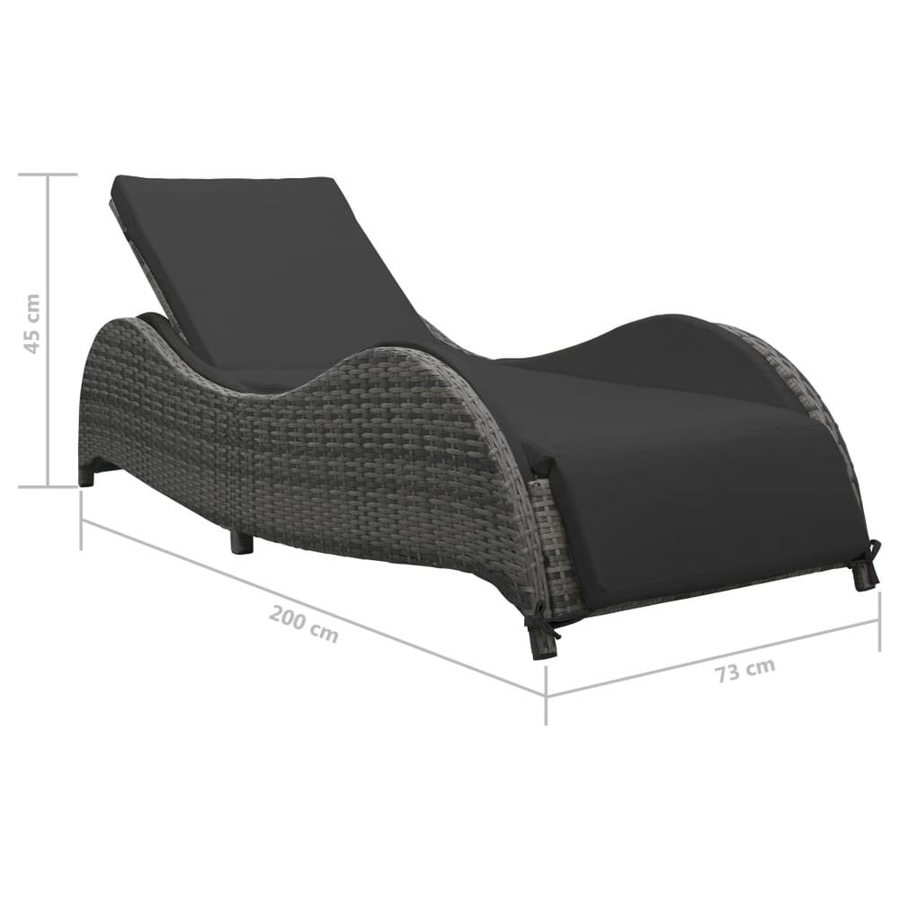 vidaXL Sun Lounger with Cushion Poly Rattan Anthracite, 49494. Picture 6