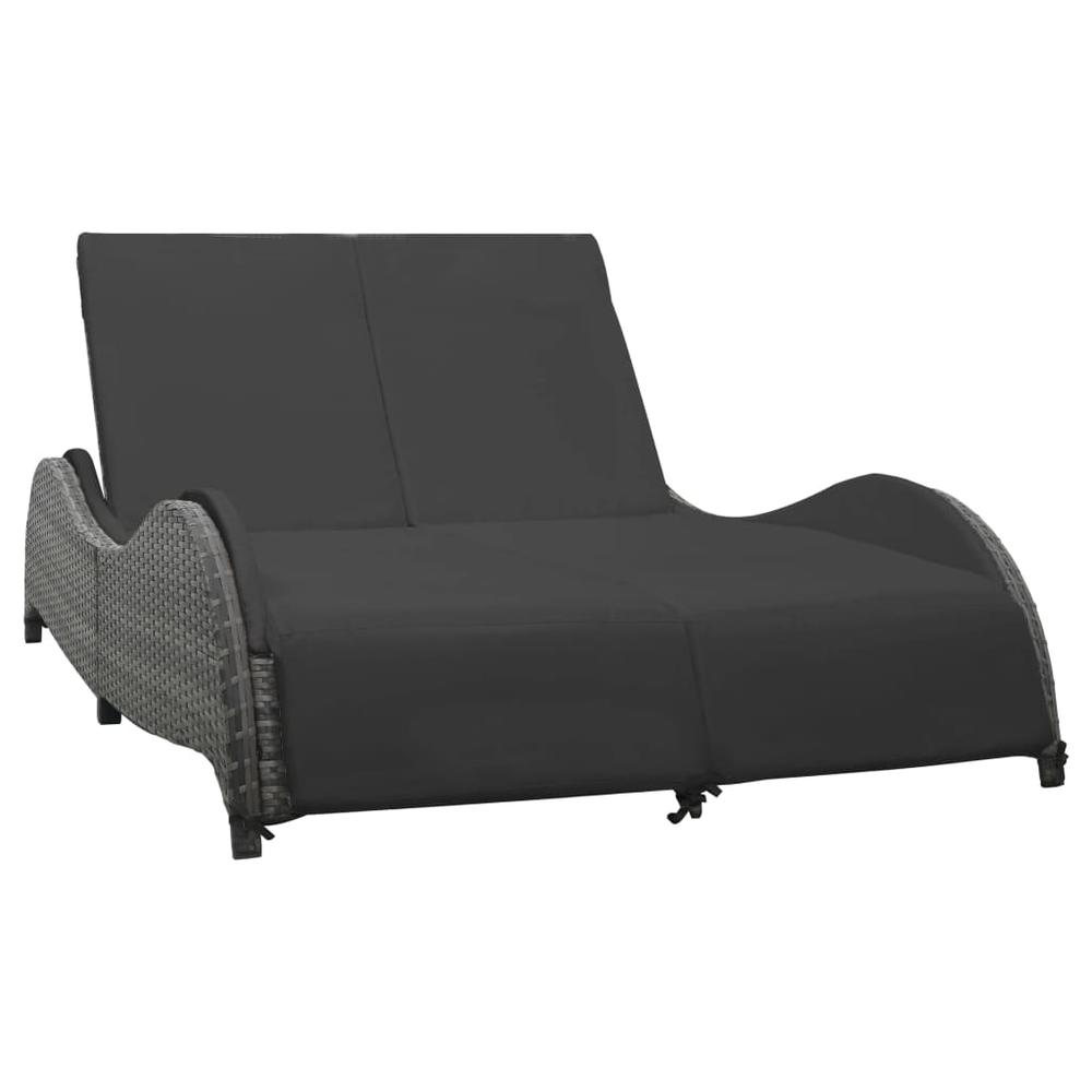 vidaXL Double Sun Lounger with Cushion Poly Rattan Anthracite, 49495. Picture 1