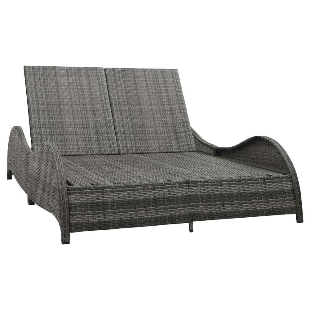 vidaXL Double Sun Lounger with Cushion Poly Rattan Anthracite, 49495. Picture 3