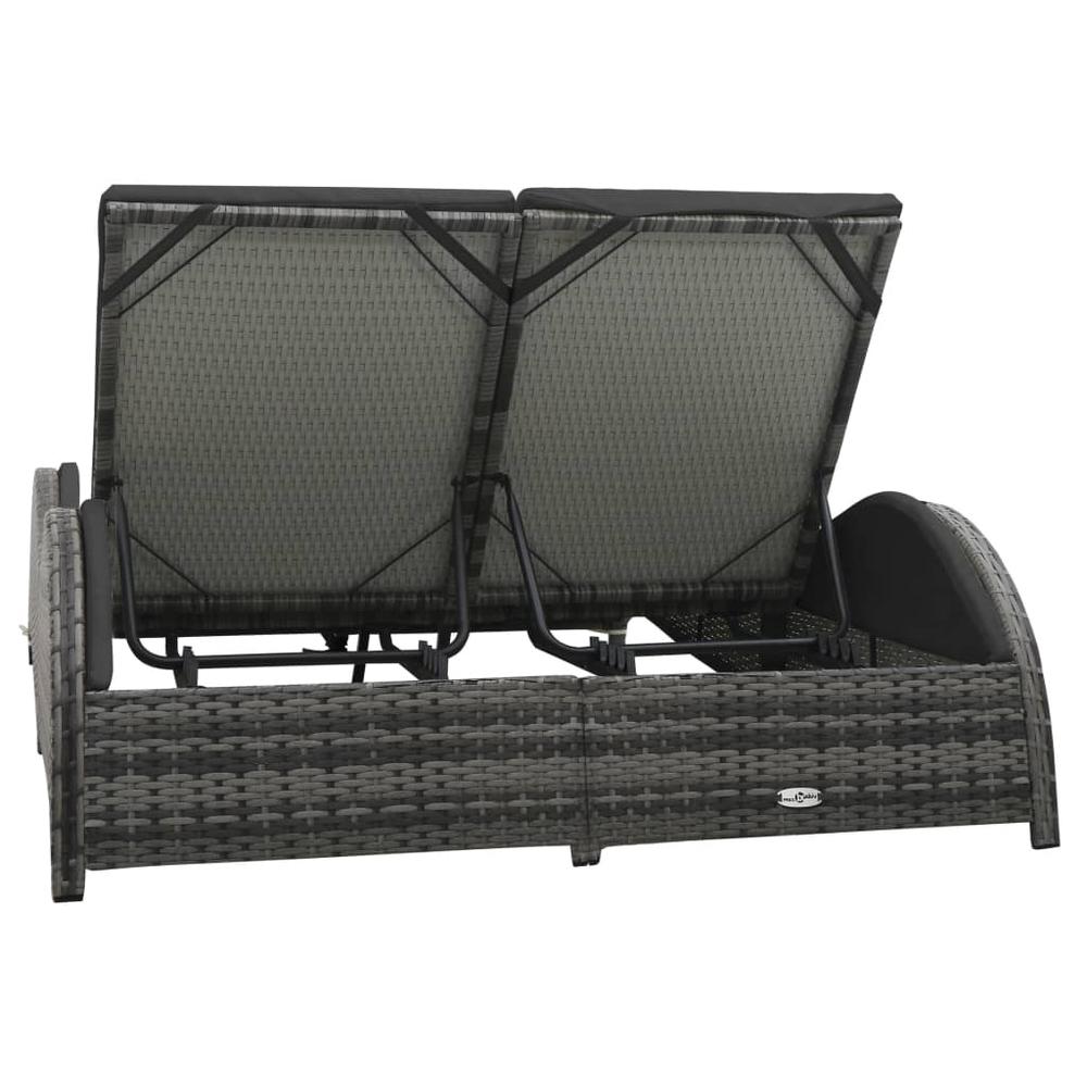 vidaXL Double Sun Lounger with Cushion Poly Rattan Anthracite, 49495. Picture 4