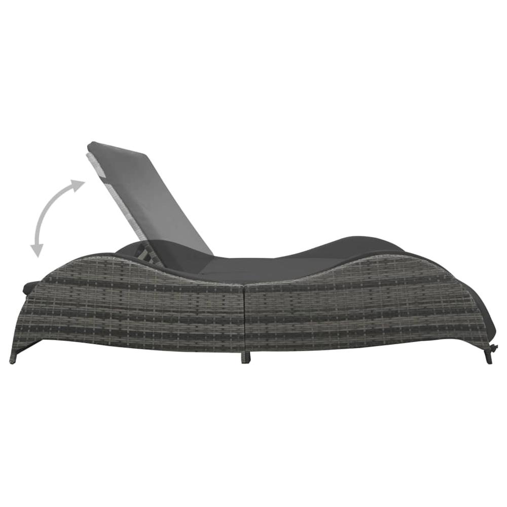vidaXL Double Sun Lounger with Cushion Poly Rattan Anthracite, 49495. Picture 5