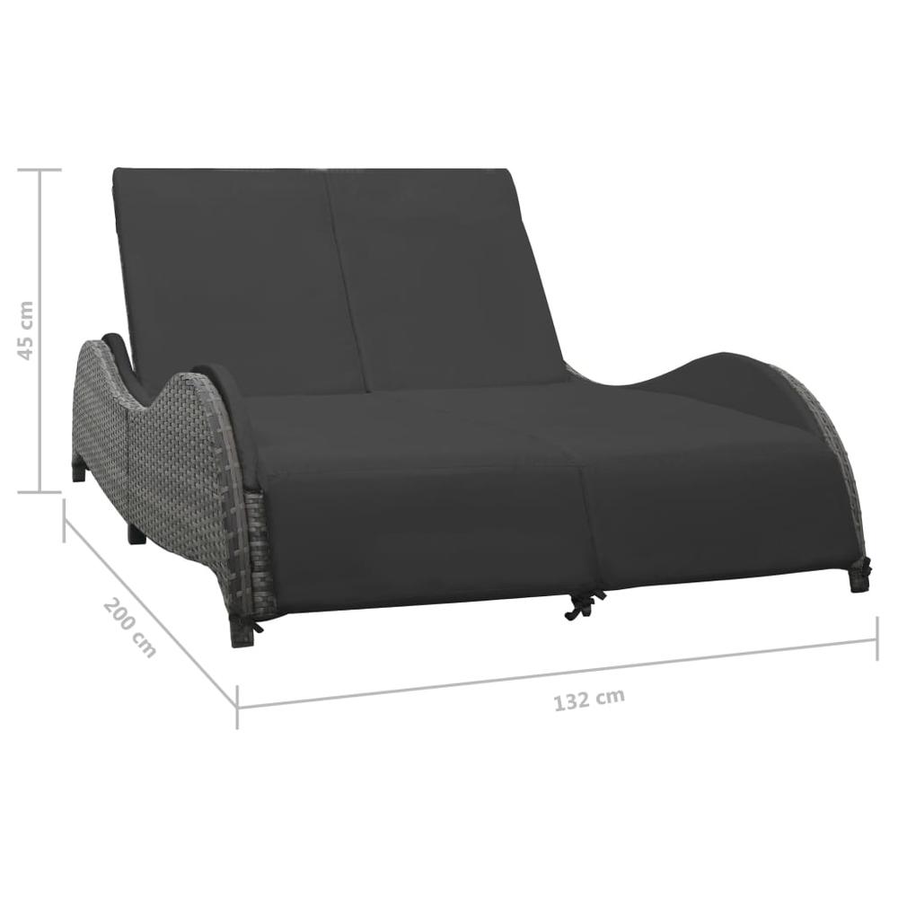 vidaXL Double Sun Lounger with Cushion Poly Rattan Anthracite, 49495. Picture 6