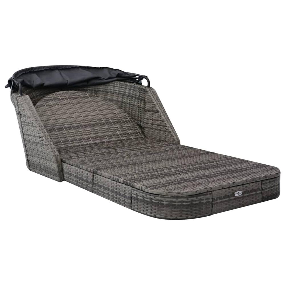 vidaXL Sun Lounger with Canopy Poly Rattan Anthracite, 49496. Picture 2