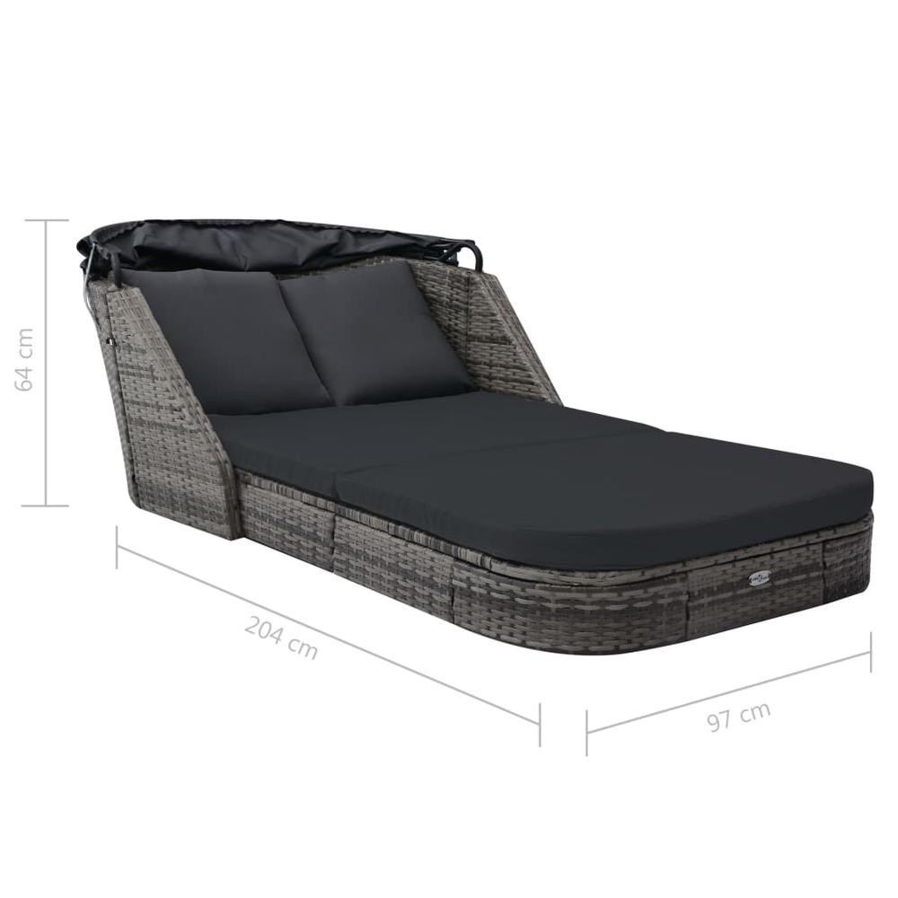 vidaXL Sun Lounger with Canopy Poly Rattan Anthracite, 49496. Picture 7