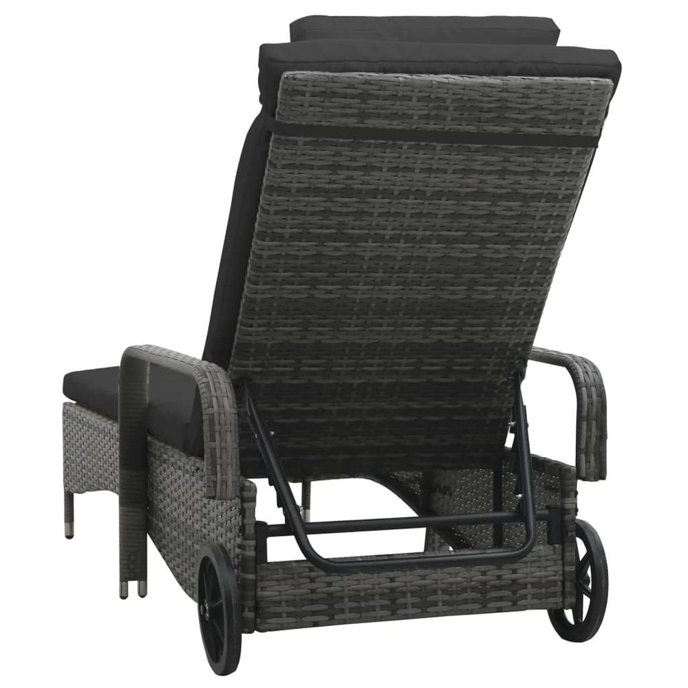 vidaXL Sun Lounger with Wheels Poly Rattan Anthracite, 49497. Picture 4