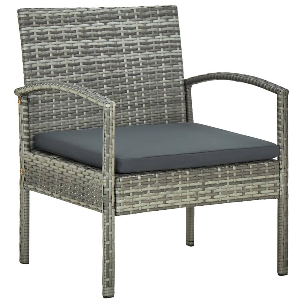 vidaXL 4 Piece Patio Lounge Set with Cushions Poly Rattan Gray, 45787. Picture 6