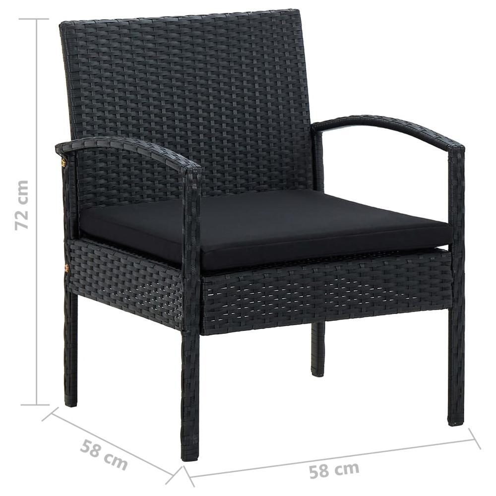 4 Piece Patio Lounge Set with Cushions Poly Rattan Black. Picture 8