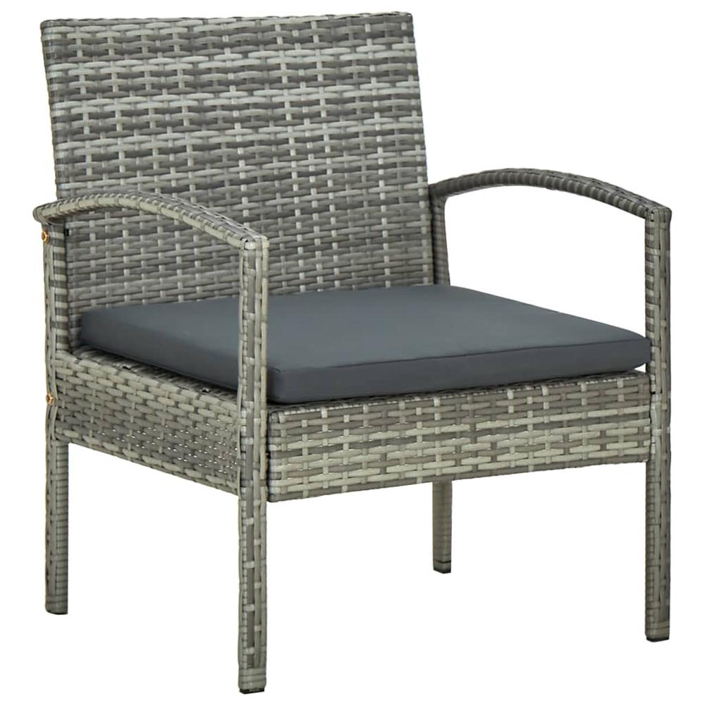 vidaXL 5 Piece Patio Lounge Set with Cushions Poly Rattan Gray, 45790. Picture 5