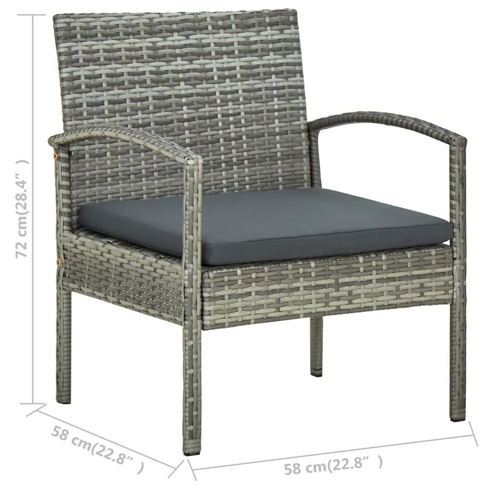 vidaXL 5 Piece Patio Lounge Set with Cushions Poly Rattan Gray, 45790. Picture 9